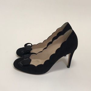 L.K. Bennett Black Suede Scalloped Edge Pumps